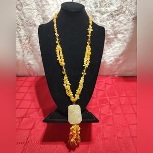 Moonstone Baltic amber chip citrine gemstone necklace
